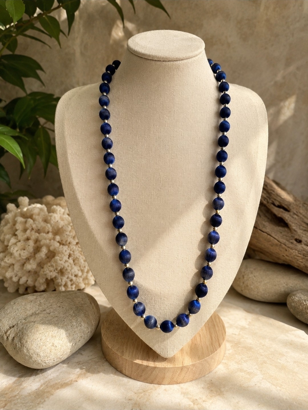 Blue Beaded Necklace - Elegant Women's Jewelry